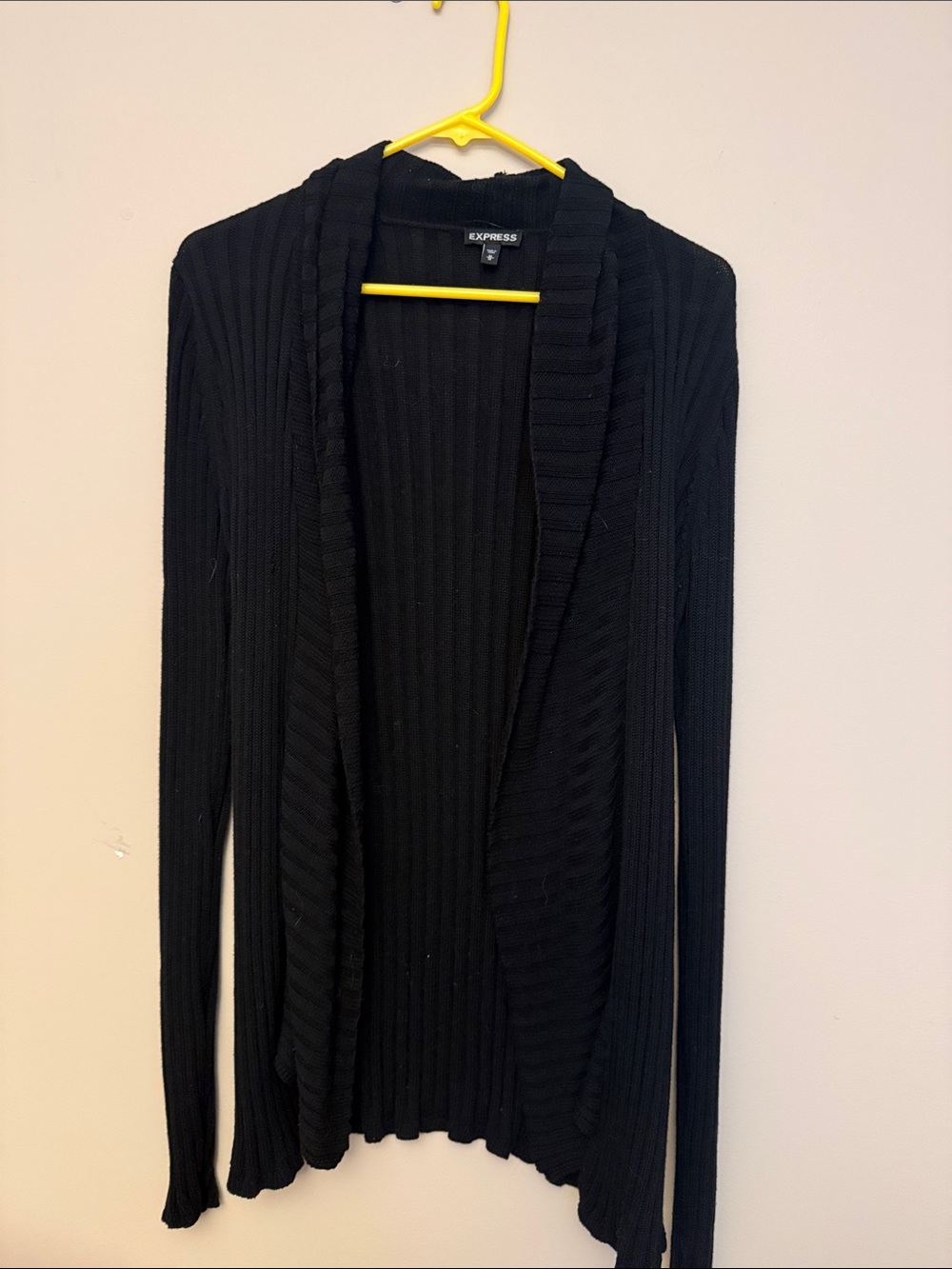 Express Black Ribbed Open Cardigan Sweater